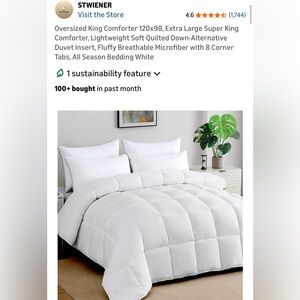 White Oversized King Comforter Duvet Insert - Brand New in Shrink Wrap